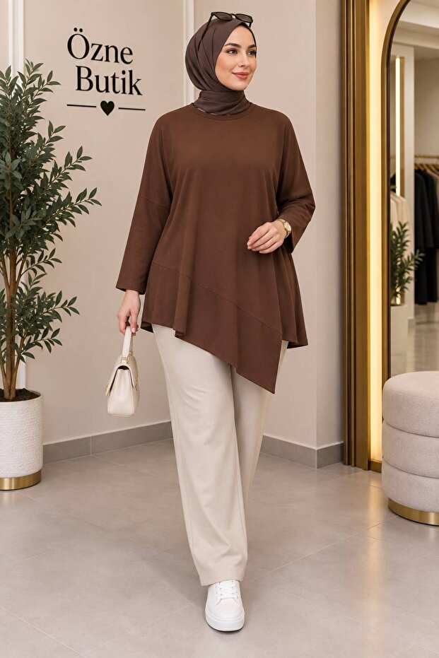 Women's 100% Cotton Lycra Asymmetrical Combed Cotton Tunic