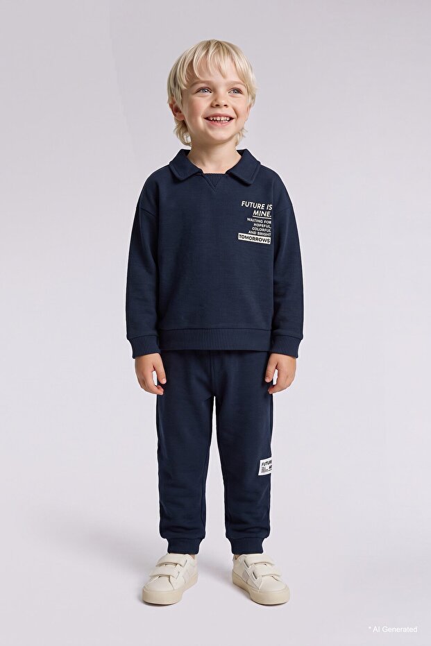 Printed Long Sleeve Sweatshirt Top Elastic Cuffed Sweatpants 2-Piece Set Baby Boy F9437A525Wn