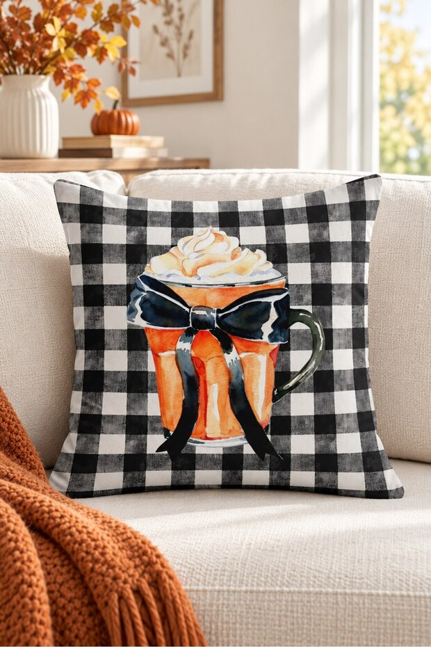 Double-Sided Printed Velvet Texture Autumn Pattern Throw Pillow Cover