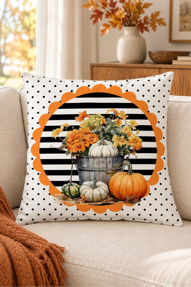 Autumn Themed 43X43 Velvet Cushion Cover