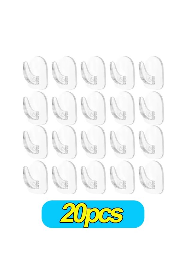 20Pcs Transparent Mini Small Hooks Household Load-bearing Adhesive Hooks Without Punching Kitchen Wa