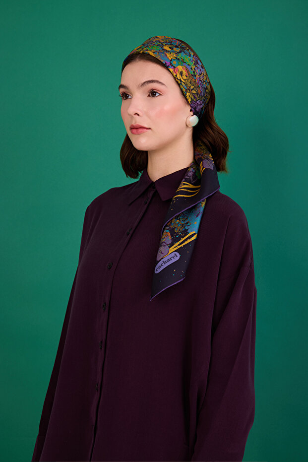 Purple 90X90 Silk Twill Scarf