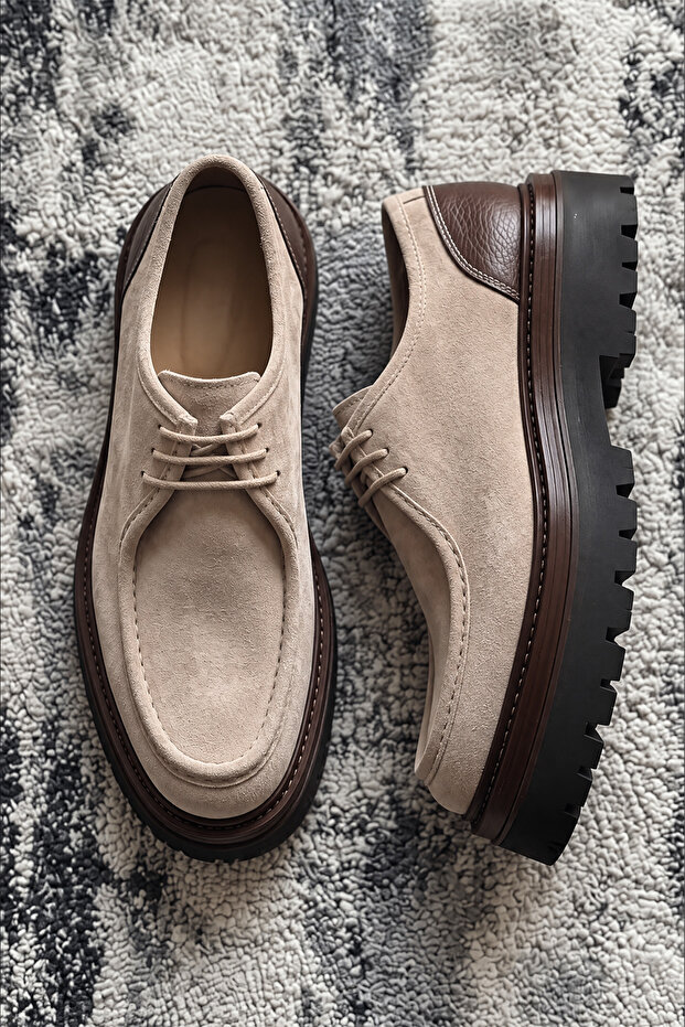 Tulsa Genuine Leather Moc Toe Contrast Detailed Toothed Sole Men's Shoes