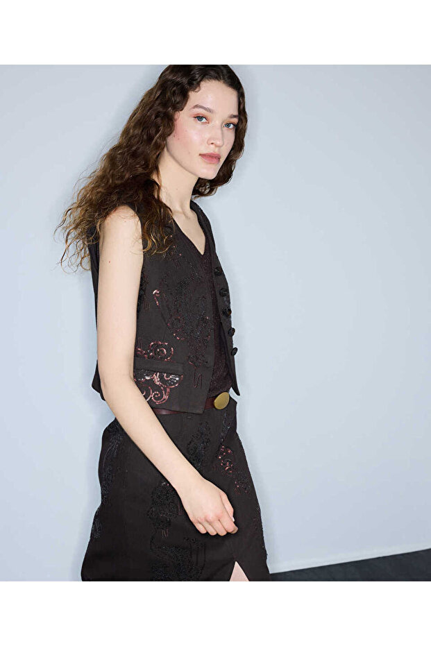 Embroidered and Sequined Vest