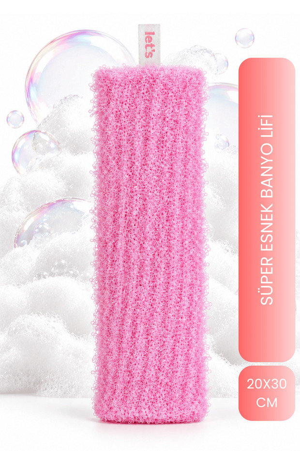 Super Stretchy Pink Bath Loofah Suitable for All Skin Types Shower Loofah Unisex 20X30 cm