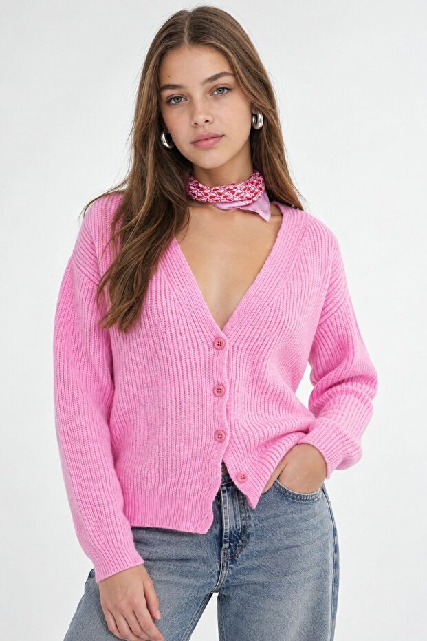 Mixray V-Neck Buttoned Knitwear Cardigan