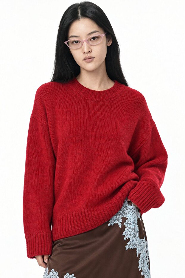 Mixray Round Neck Oversize Knitted Sweater