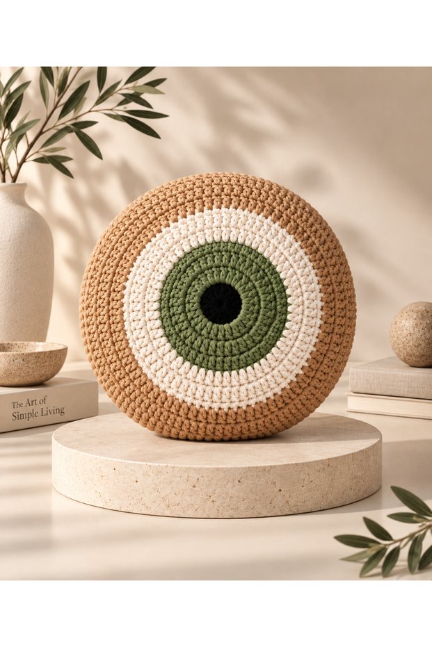 Home Textile Evil Eye Throw Pillow - Hand Knitted Pillow