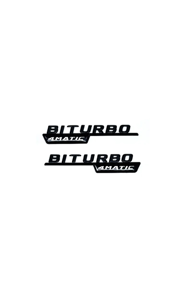 Style36 1pair black1 2pcs Car Letters Fender Trim Badge BITURBO 4MATIC Plus Emblem Sticker For Merce