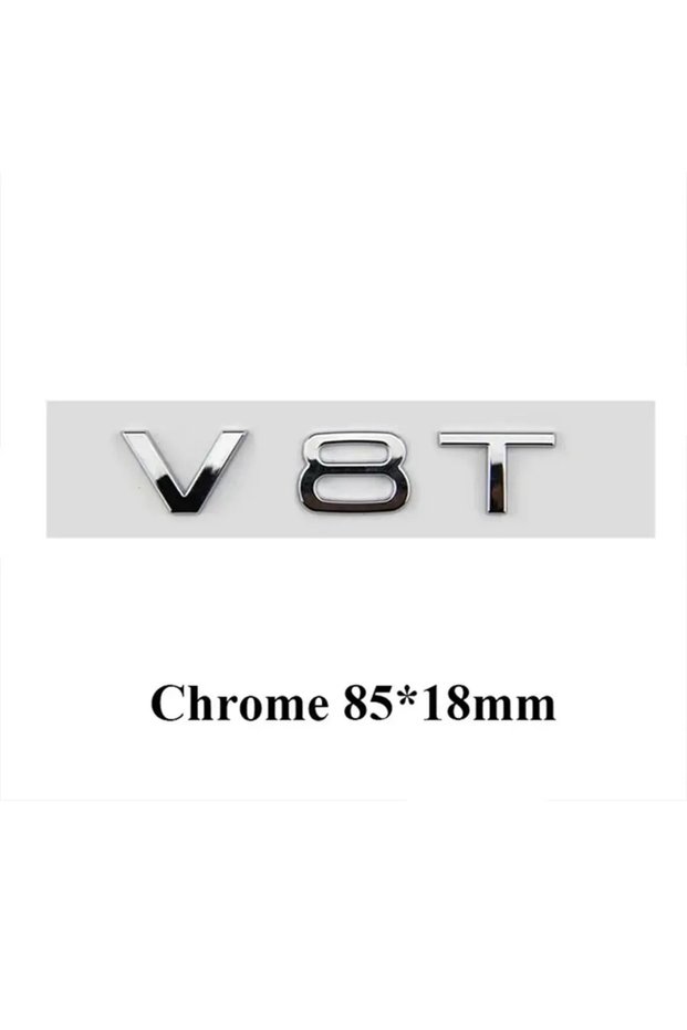 V8T Chrome 3D ABS Chrome Black Logo V6T V8T V10 Emblem Car Fender Side Badge Decals For A4L A5 A6L A
