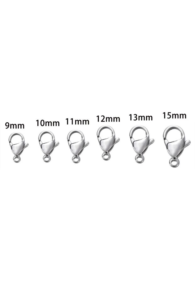 15mm Stainless Steel 100pcs 9 10 11 12 13 15mm Stainless Steel Lobster Clasp Hook for DIY Necklace B