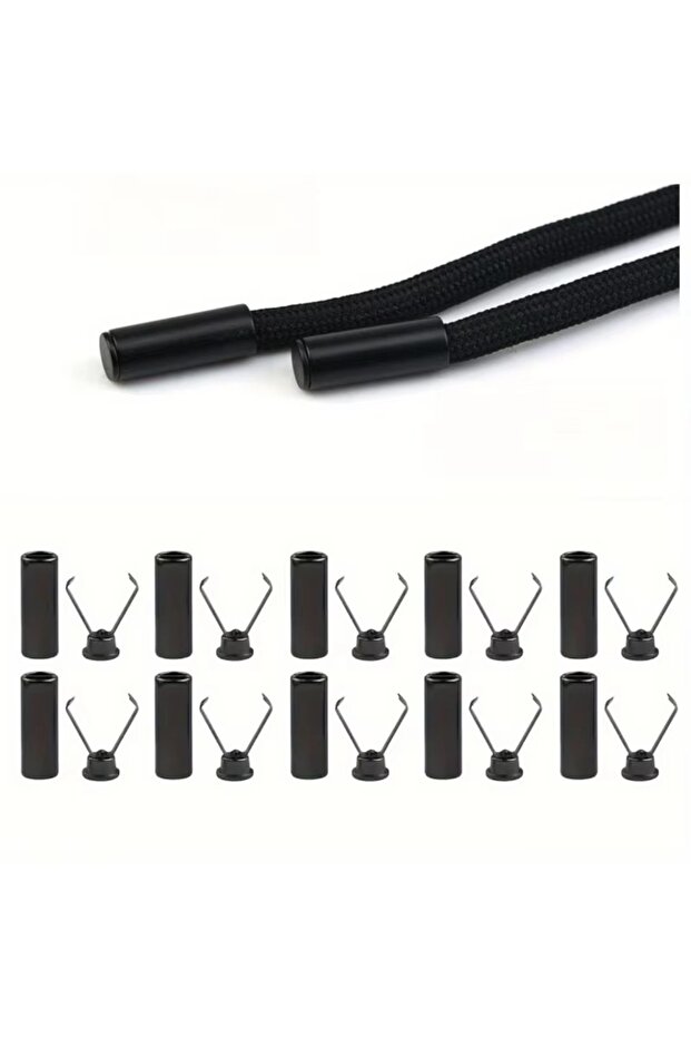 10PC Black 10pcs Heavy Duty Cord Locks Adjustable Metal Clips Secure Fastening for Shoelaces Bags Ho