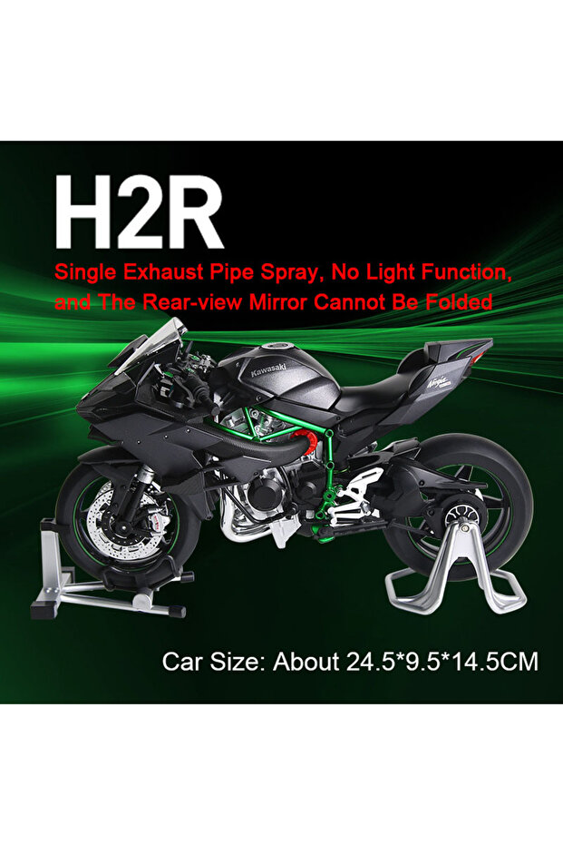 H2R 1:9 Scale H2R Motorcycle Model Toy Car Alloy Body Ignitable Start Spray Motor Models Shock Absor