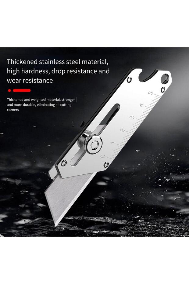 Handle-5 blades Heavy-Duty Industrial Utility Knife Compact Stainless Steel Craft Cutter with Bottle