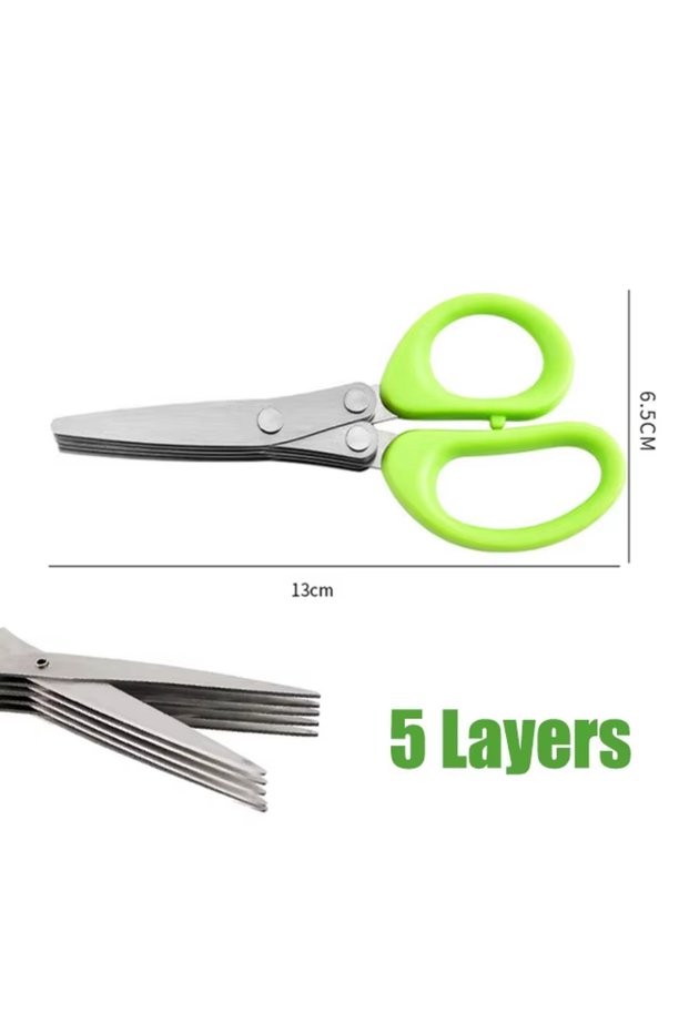 5 Layers Multifunctional Scissors Stainless Steel 5 Layer Kitchen Scissors Scallion Cutter Pepper He