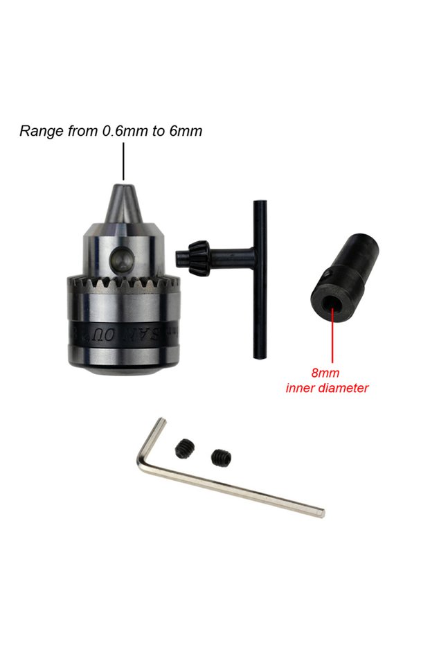 Chuck Shaft 8mm Mini Electric Drill Chuck Threaded Clamp 0.6mm-6mm B10 Mount Taper Connector Rod Mo