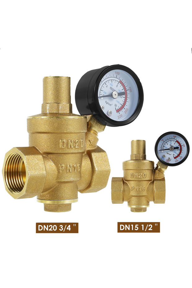 3/4" Water Pressure Reducer 3/4inch DN20 Brass Water Pressure Regulator Valve 1/2inch DN15 Adjustabl