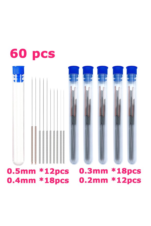 60pca 3D Printer Nozzle Cleaning Kit - 60PCS Needles (0.2-0.5mm), Hardened Steel Unclog Tool for Cre