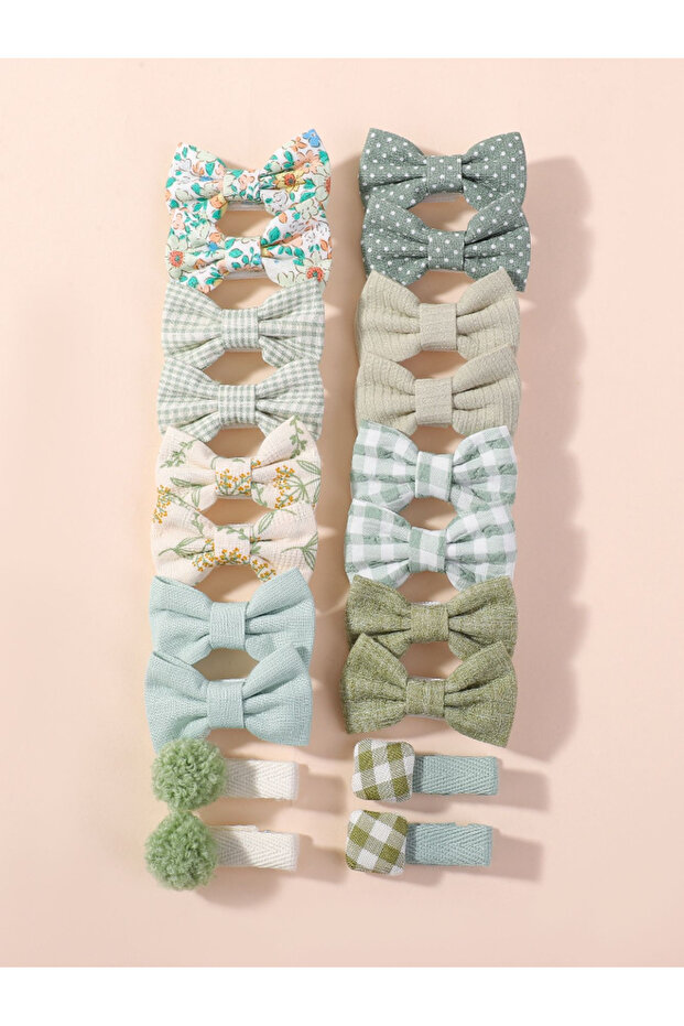 FJ4903-20H BABY BOWS 20Pcs/set Handmade Fabric Printed Barrette Boutique Mini Boutique Bangs Bow Hai