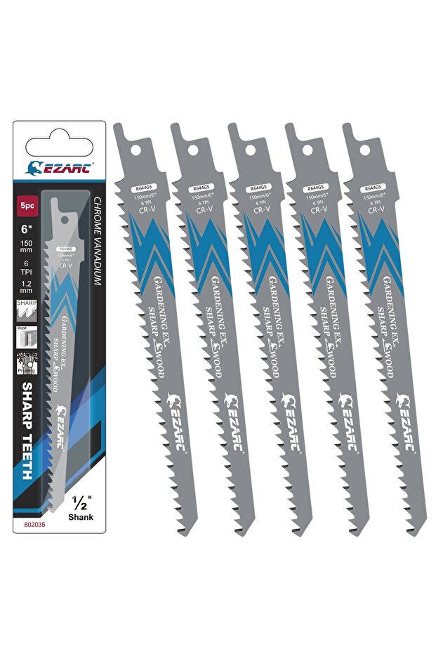 1.2mm 6inch 150mm Wood Pruning 5PCS EZARC 5PCS Wood Pruning Reciprocating Saw Blade 6 Inch/150mm Rec