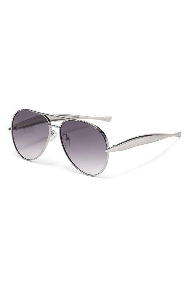 SilverDoublegrey High-end Quality Metal Sunglasses - Fashionable, Retro Pilot-style Sunglasses - Uv-