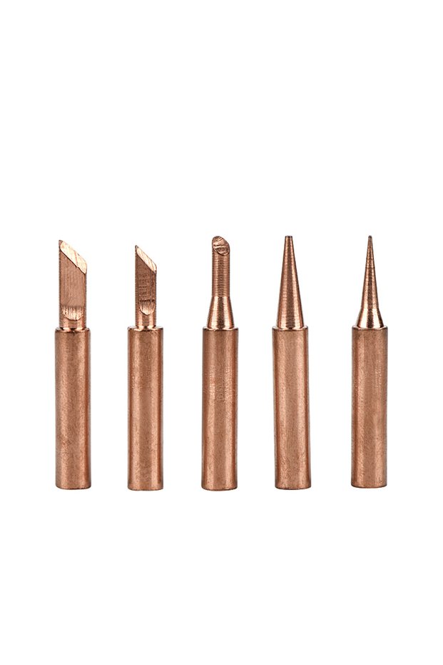 Gold JCD 5PCS Copper Iron Tip I/B /K/2.4D/3C Set 900M T Welding Tip Head Tools Inside Hot Bare Coppe