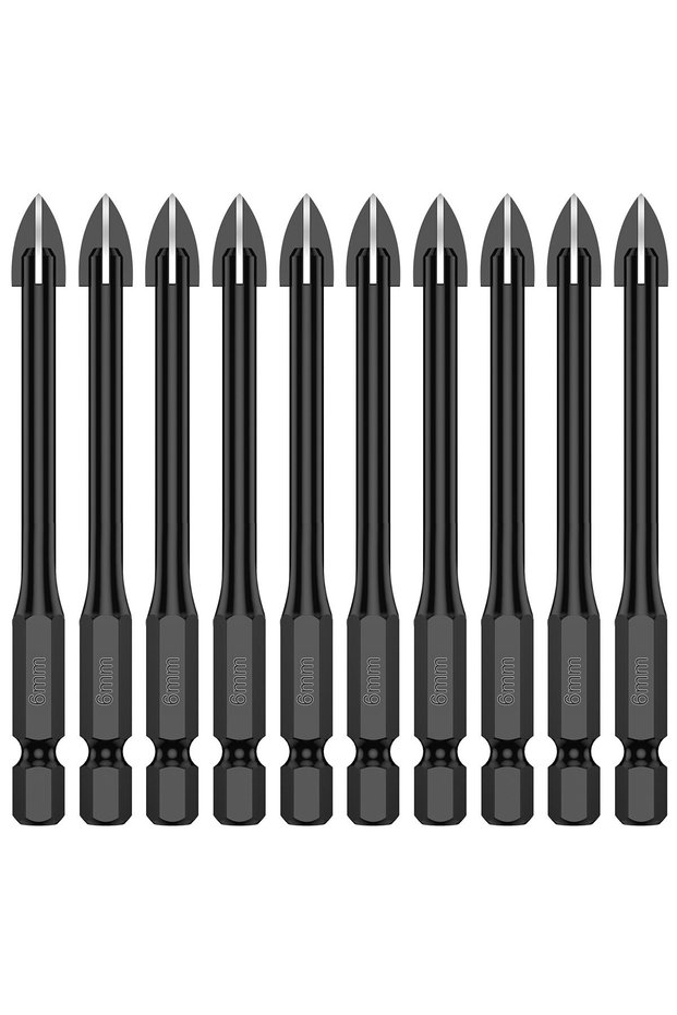 10pcs 6mm 10 Pcs 5/6/8mm Cross Hex Drill Bits Set Tungsten Carbide Tile Ceramic Glass Brick Universa