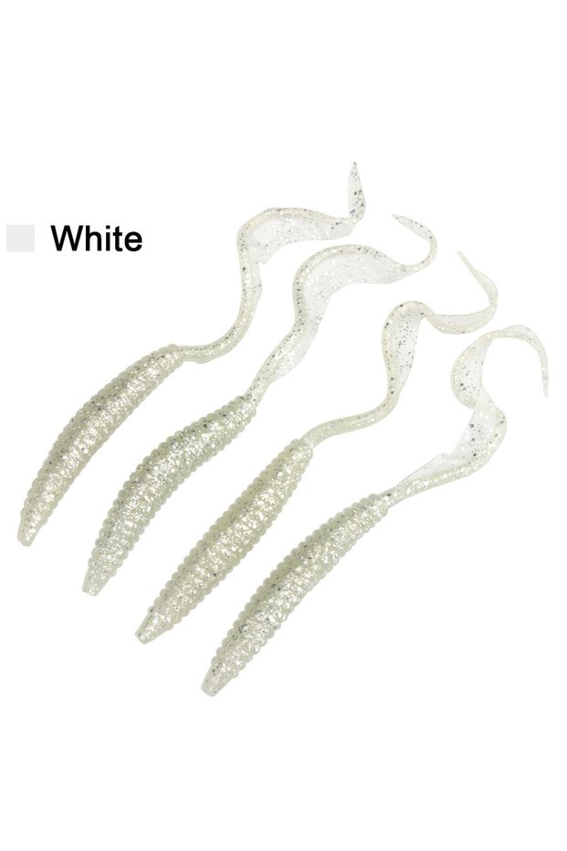 13cm 5pcs Spinpoler 18cm 13cm Soft Lure Worm Baits Flexible Long Tail 4 Colors Silicone Earthworm Wo