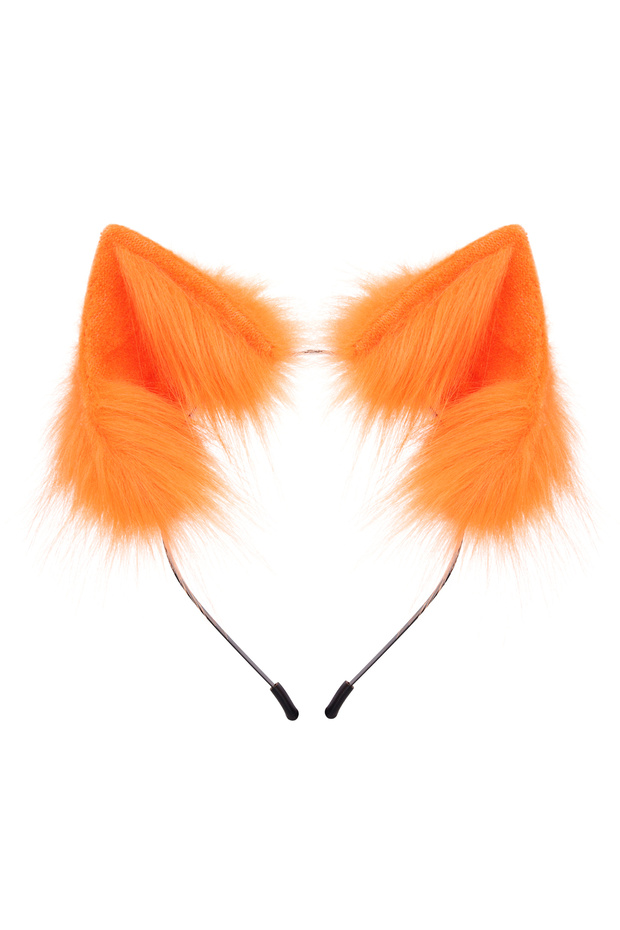 Orange Handmade Faux Fur Animal Ears Headband Furry Cat Fox Ear Hairhoop Headwear Costume Accessory