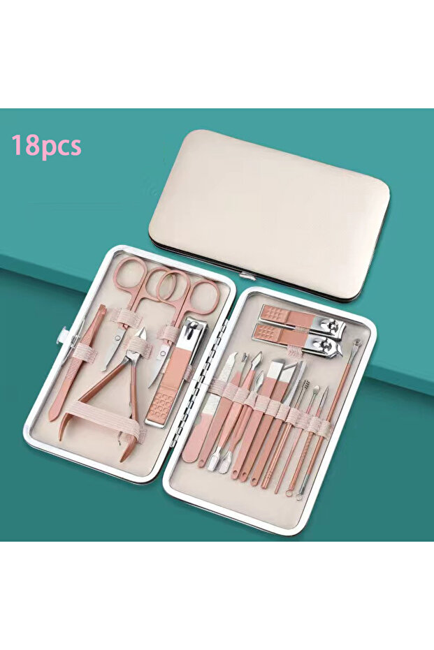18pcs 7/18pcs/set Stainless Steel Manicure Set Professional Nail Clipper Kit of Pedicure Tools Ingro