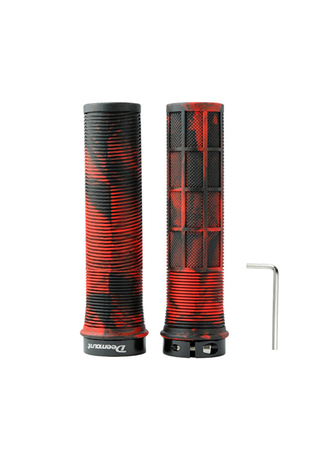 Black Red Deemount TPR Bicycle Handlebar Grips Anti-skid Bar End Comfy Hand Feel MTB Cycling Hand Re
