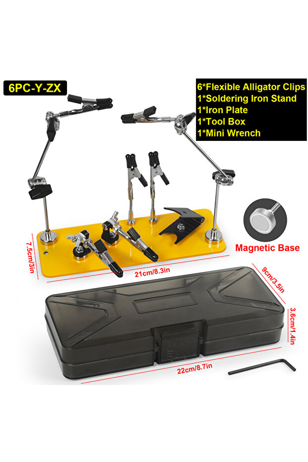 6PC-Y-ZX Toolour Magnetic Helping Hands Soldering Station PCB Circuit Board Holder Magnetic Flexible
