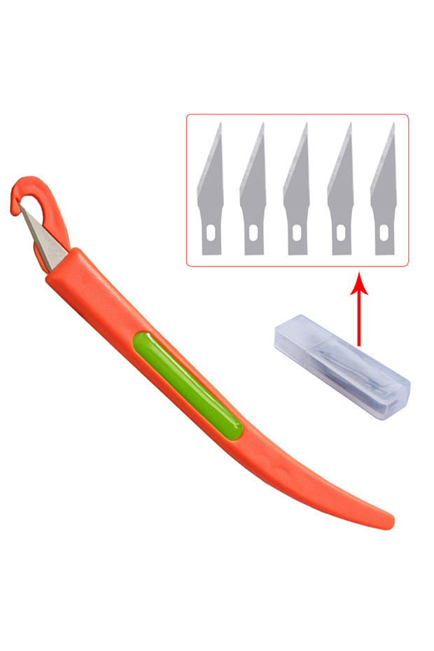 1 cutter 5 blades Safety PVC Cutter 5 Pieces of Blade Protective Blade Sticker Cutting Tool Carbon F