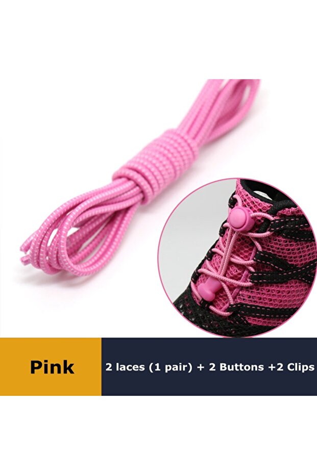 Pink 1Pair Shoelaces for Sneaker Elastic No Tie Shoe Laces Stretching Lock Lazy Laces Quick Rubber S