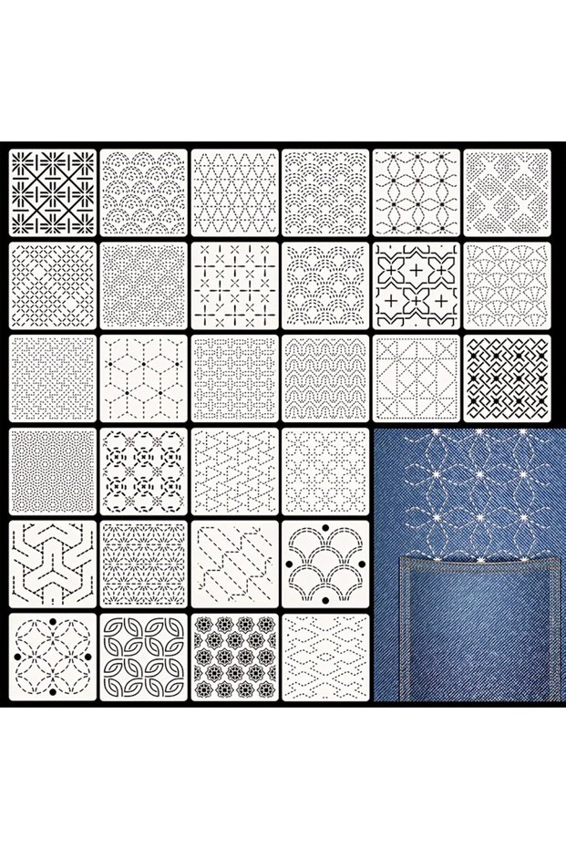 30pcs 30Pcs Embroidery Templates DIY Embroidery Patterns Geometric Line Quilting Template Reusable f