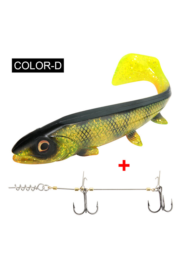 53g lure with M Hook Color-D Spinpoler Big Fish Soft Fishing Lure With Stinger Rig Hook Set 14cm/18c