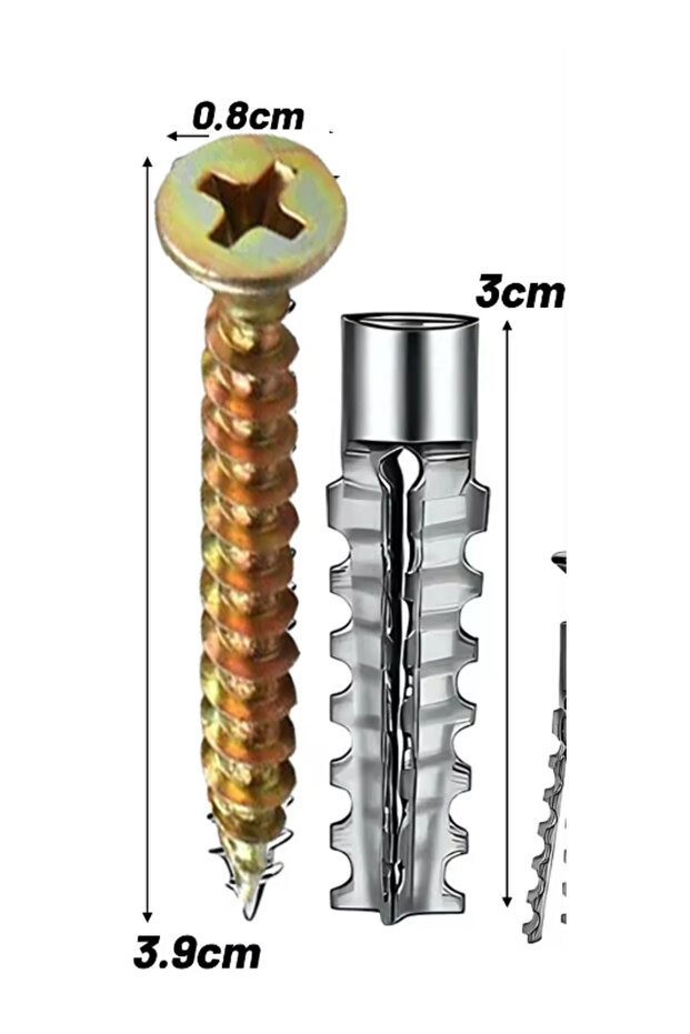 100pcs 8mm 6/8mm Expansion Pipe for Hollow Walls Metal Expansion Screws Kit Self Tapping Screws Pipe
