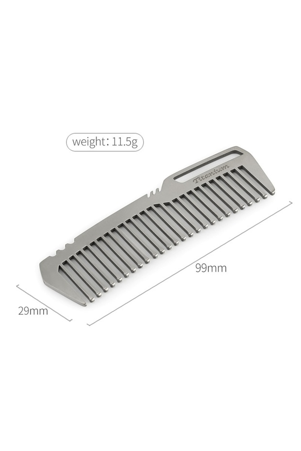 silver 1/2Pcs Mini Portable Titanium Alloy Hair Comb EDC Super Light Titanium Comb for Outdoor Small