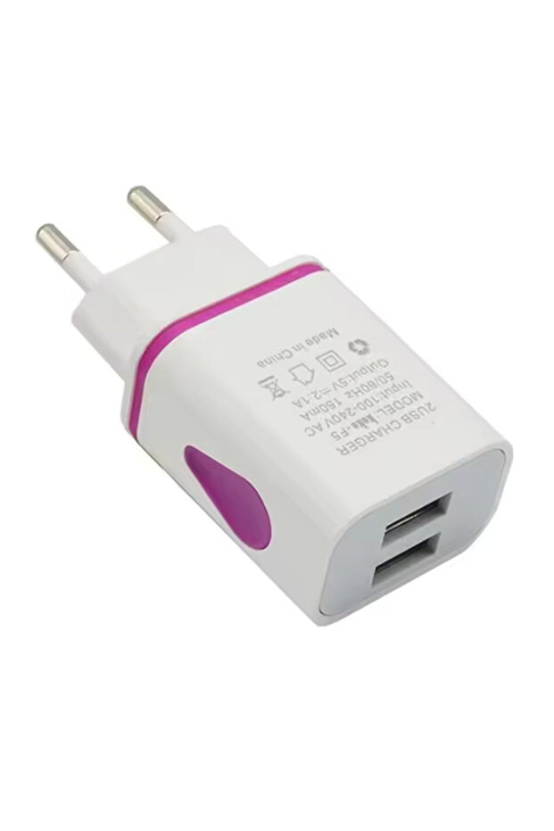 Purple EU Dual Port USB Wall Charger 5V 2A Travel Power Adapter EU US Plug For iPhone 11 12 13 14 15