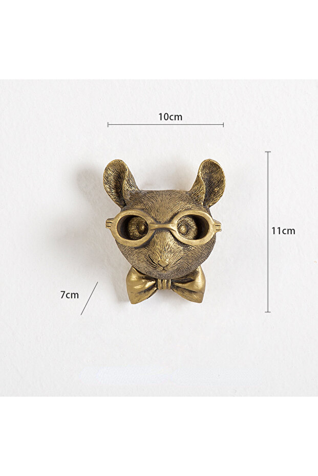 A Antique Bronze Resin Animal Pendant Golden Deer Head Wall Storage Hook Up Background Wall Accessor