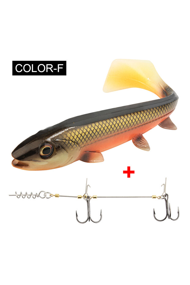 53g lure with M Hook Color-F Spinpoler Big Fish Soft Fishing Lure With Stinger Rig Hook Set 14cm/18c