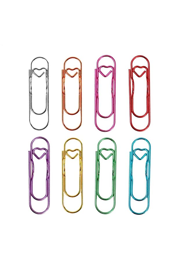 8pcs mix color 8pcs Love Shaped Paperclips Multifunctional Paper Fix Metal Pen Holder Clip Journal D