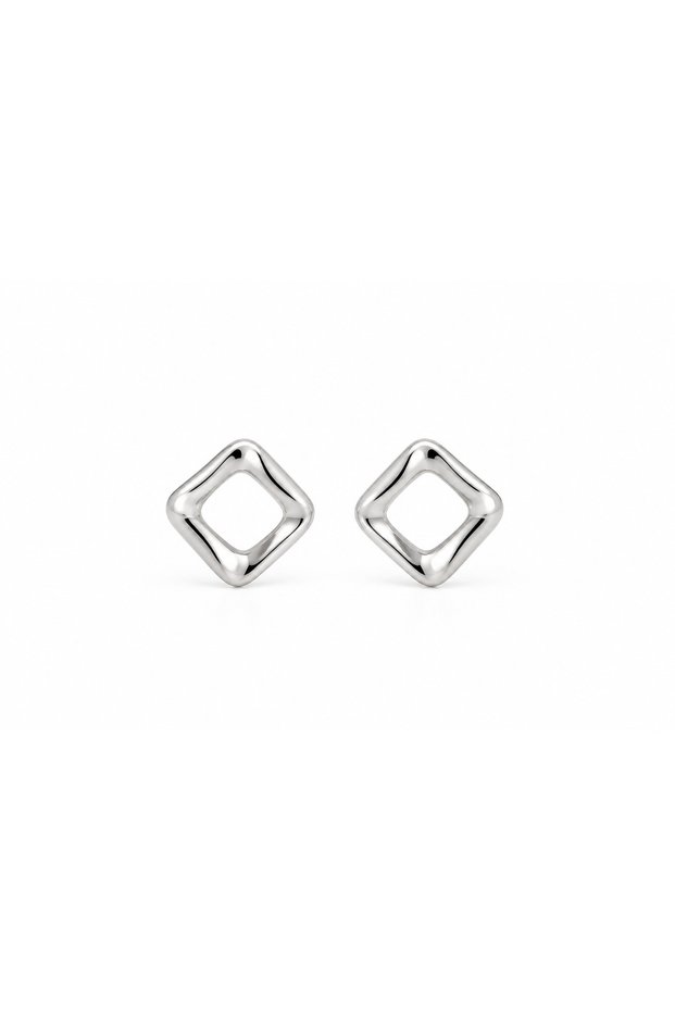 Silver Color Square Earrings