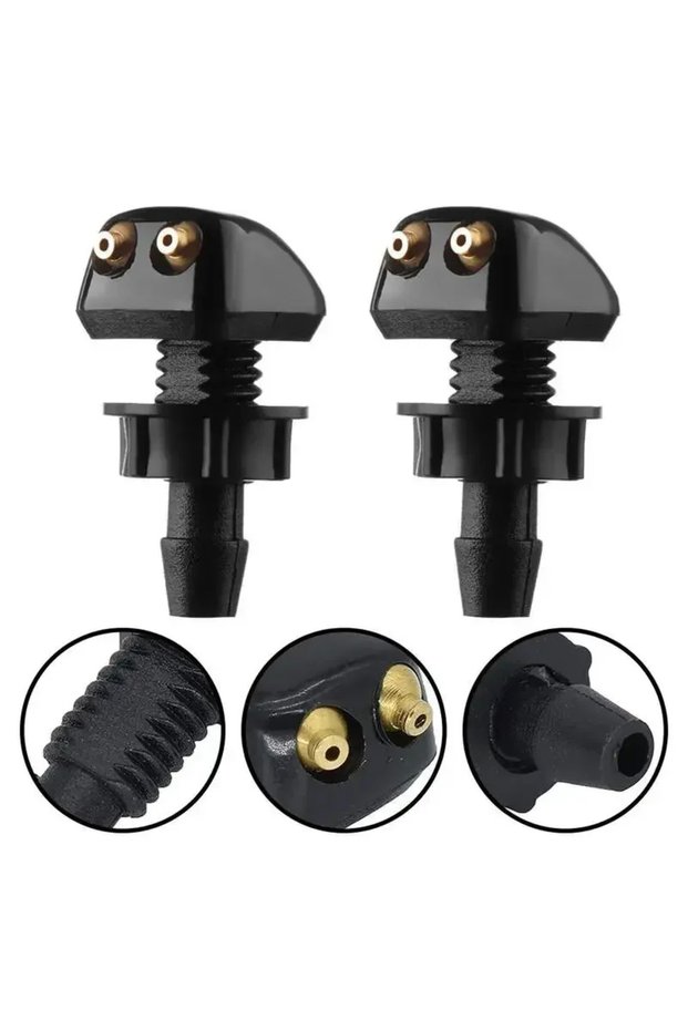 2pcs Universal Car Windshield Washer Nozzle Engine Hood Wiper Straight Column Spray Nozzle Spray Hea
