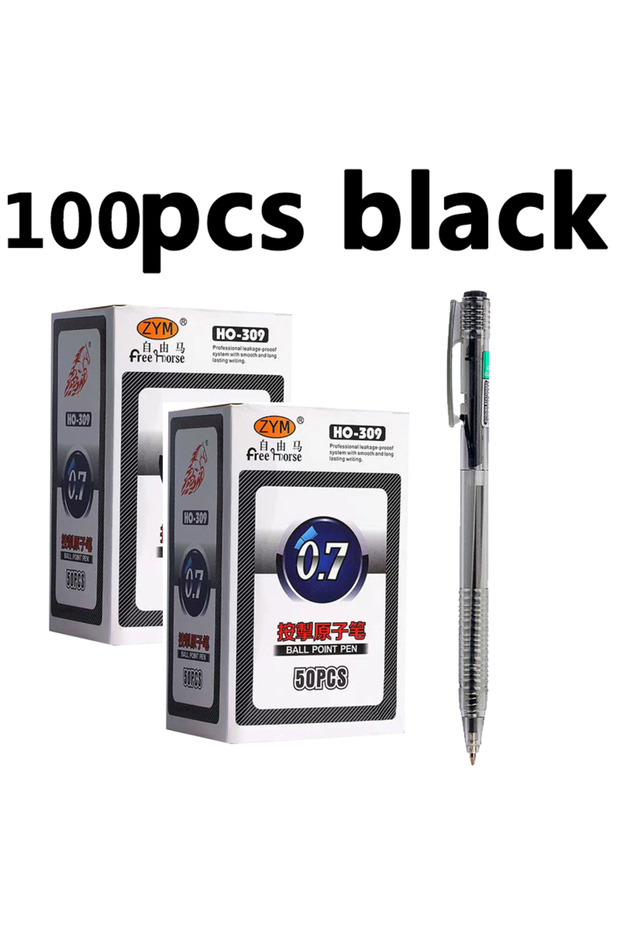 Black 100Pens 10/50Pcs Ballpoint Pens 0.7mm Fine Point Writing Pens in Black Red Blue for Students O