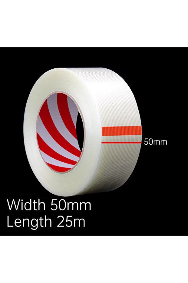 25M 50mm Width 25mStriped Fiber Tape Lithium Battery Pack Insulation Wrap Fiberglass Tape Transparen