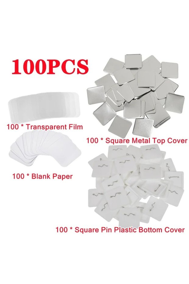 100pcs 50x50mm Square Refrigerator Badge Press Machine Rotating Manual Making Fridge Magnet Badge Pi
