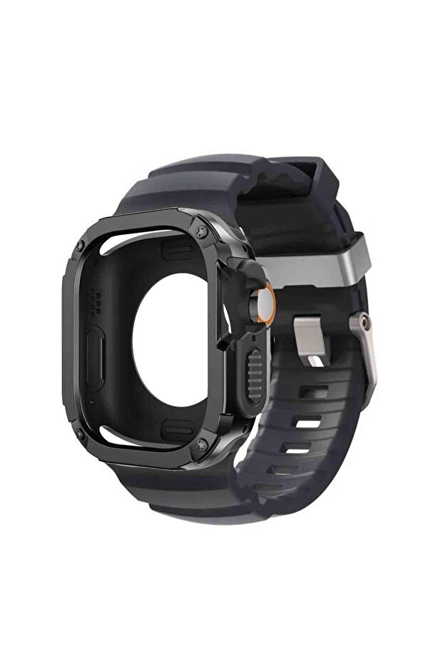 44mm 45mm Black Silver-B Silicone Strap+Case Waterproof For Apple Watch Ultra 3 2 49mm Series 11-10