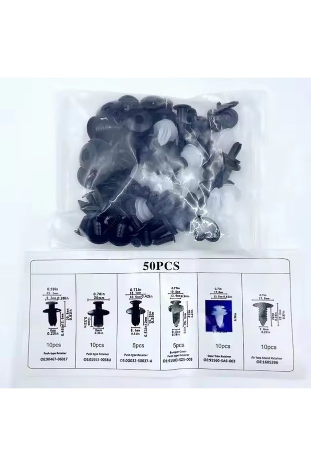 50pcs opp bag KKJOY 100/50PCS Auto Fastener Clips Kit - Multi-Size Retainers for Car Fender, Bumper,