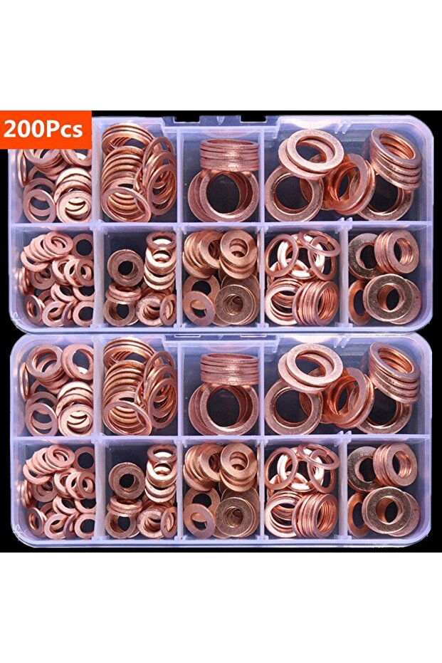 100pcs Copper Washer Gasket Nut and Bolt Set Flat Ring Seal Assortment Kit with Box //M8/M10/M12/M14